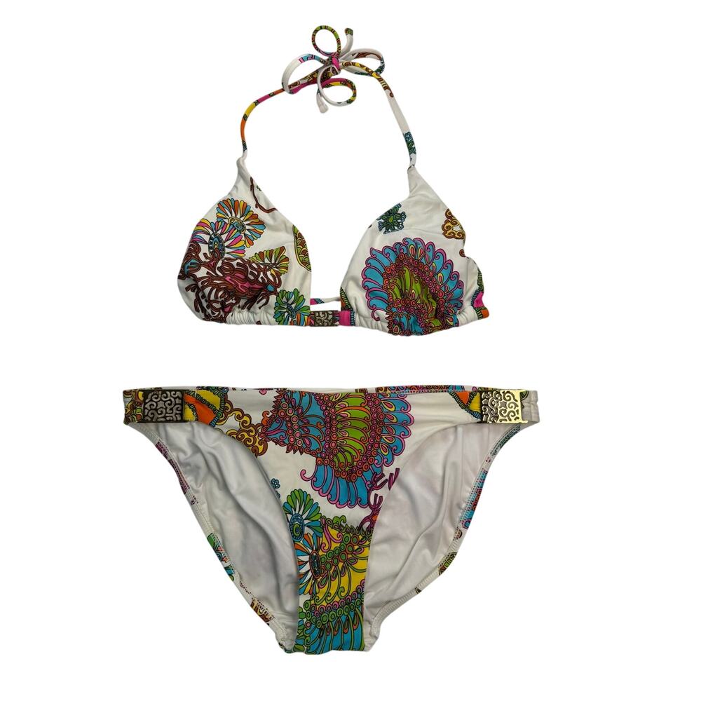 Trina Turk Finding Dory colorful bikini set gold-tone hardware